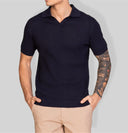 Polo uomo in cotone a costine con collo aperto