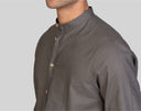 Camicia uomo in puro lino collo coreano tinta unita – slim fit