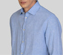 Camicia uomo in puro lino collo francese tinta unita – slim fit