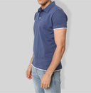 Polo uomo in cotone piquet con bordi a contrasto