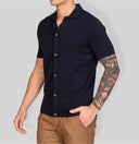 Camicia in maglia uomo in cotone con bottoni