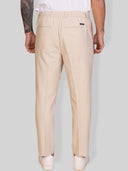 Pantalone uomo sartoriale in lino e cotone spigato con pinces – slim fit