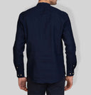 Camicia uomo in puro lino collo coreano tinta unita – slim fit