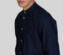 Camicia uomo in puro lino collo coreano tinta unita – slim fit