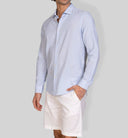 Camicia uomo in cotone e lino con collo francese  - slim fit