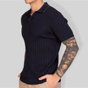 Polo uomo in cotone a costine con profili a contrasto