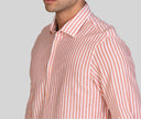 Camicia uomo in cotone e lino con collo francese  - slim fit