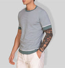 T-shirt uomo in cotone a righe sottili