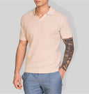 Polo uomo in cotone a costine con collo aperto