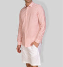 Camicia uomo in cotone e lino con collo francese  - slim fit