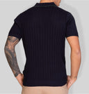 Polo uomo in cotone a costine con profili a contrasto