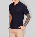 Polo uomo in cotone a costine con collo aperto – slim fit