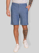 Bermuda uomo in lino e cotone con motivo spigato - slim fit