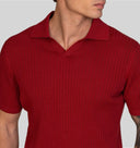 Polo uomo in cotone a costine con collo aperto – slim fit