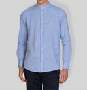 Camicia uomo in puro lino collo coreano tinta unita – slim fit