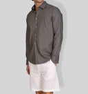Camicia uomo in puro lino collo francese tinta unita – slim fit