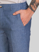 Bermuda uomo in lino e cotone con motivo spigato - slim fit