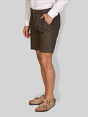 Bermuda uomo in lino e cotone con vita elasticizzata