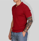 Polo uomo in cotone a costine con collo aperto – slim fit