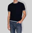 T-shirt uomo in maglia di cotone con dettagli a contrasto