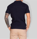 Polo uomo in cotone a costine con collo aperto – slim fit