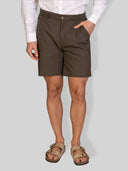 Bermuda uomo in lino e cotone con vita elasticizzata