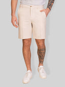 Bermuda uomo in lino e cotone con motivo spigato - slim fit