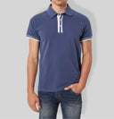Polo uomo in cotone piquet con profilo frontale a contrasto