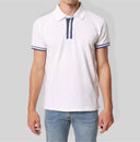 Polo uomo in cotone piquet con profilo frontale a contrasto