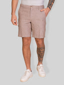 Bermuda uomo in lino e cotone con motivo spigato - slim fit