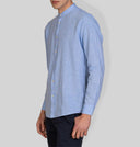 Camicia uomo in puro lino collo coreano tinta unita – slim fit