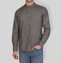 Camicia uomo in puro lino collo coreano tinta unita – slim fit