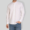 Camicia uomo in puro lino collo coreano tinta unita – slim fit