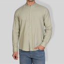 Camicia uomo in puro lino collo coreano tinta unita – slim fit