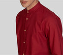 Camicia uomo in puro lino collo coreano tinta unita – slim fit