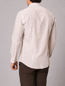 Camicia uomo in lino e cotone rigata collo francese – slim fit