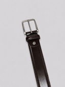 Cintura uomo in pelle di agnello liscia 3,5 cm con fibbia in nichel satinato