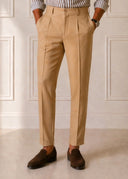 Pantalone sartoriale uomo con pinces in fresco lana drop 6 - regular fit