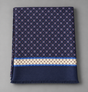 Sciarpa uomo in pura lana e seta blu con fantasia paisley e geometrica