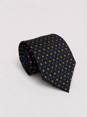 Cravatta uomo 3 pieghe in seta twill nera fantasia geometrica