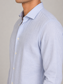 Camicia uomo in cotone e lino rigata collo francese – slim fit