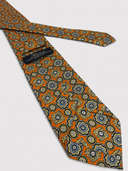 Cravatta uomo 3 pieghe in seta twill arancione fantasia maiolica Made in Italy