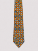 Cravatta uomo 3 pieghe in seta twill arancione fantasia maiolica Made in Italy