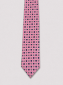 Cravatta uomo 3 pieghe in seta twill rosa fantasia geometrica Made in Italy