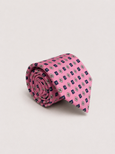 Cravatta uomo 3 pieghe in seta twill rosa fantasia geometrica Made in Italy