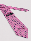 Cravatta uomo 3 pieghe in seta twill rosa fantasia geometrica Made in Italy