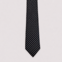 Cravatta uomo 3 pieghe in seta twill blu navy fantasia geometrica