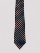 Cravatta uomo 3 pieghe in seta twill blu navy fantasia micro floreale