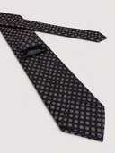 Cravatta uomo 3 pieghe in seta twill blu navy fantasia micro floreale