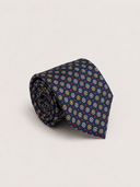 Cravatta uomo 3 pieghe in seta twill blu navy fantasia micro floreale